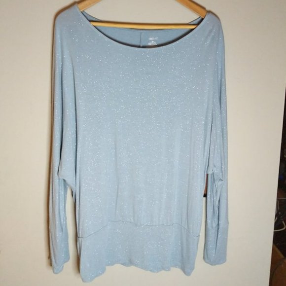 Light Blue Glitter dolman top by Jennifer Lopez collection - Picture 1 of 3
